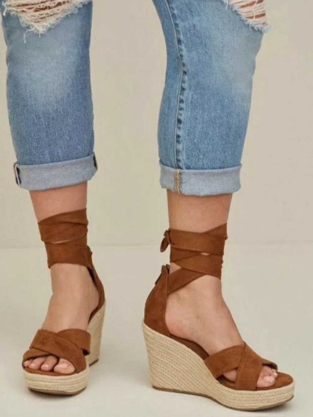 Torrid Lace-Up Espadrille Wedges